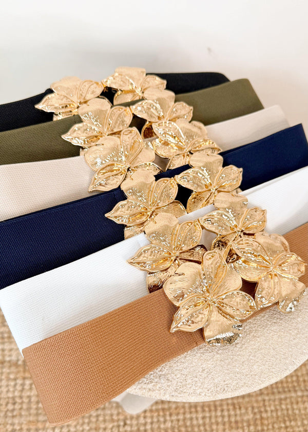 Flora stretch belt - tan-The Style Attic