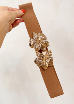 Flora stretch belt - tan-The Style Attic
