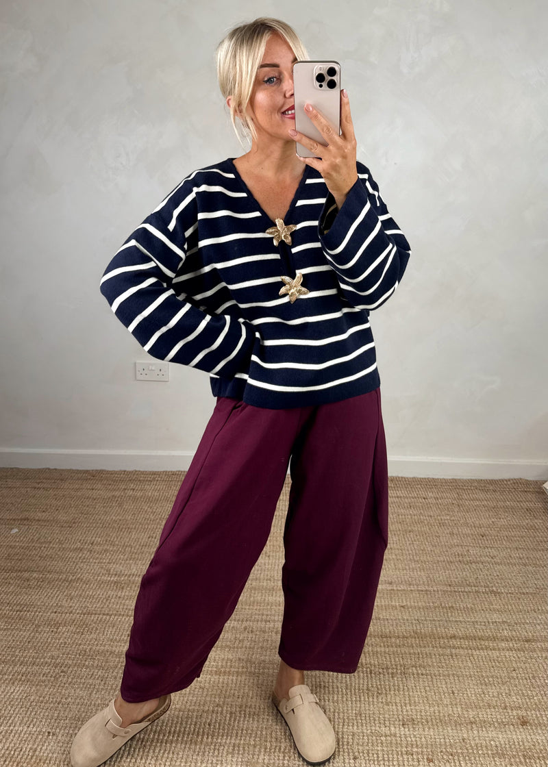 Flora striped knit - navy-The Style Attic