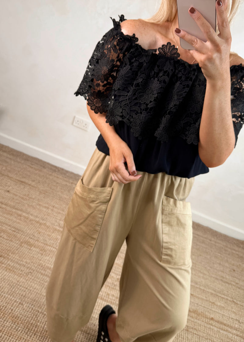 Floral Bardot blouse - black-The Style Attic