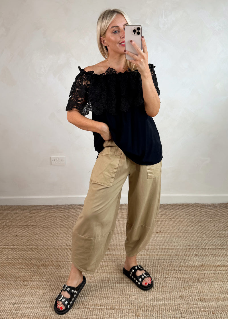 Floral Bardot blouse - black-The Style Attic