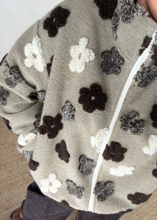 Floral borg fleece - Taupe-The Style Attic