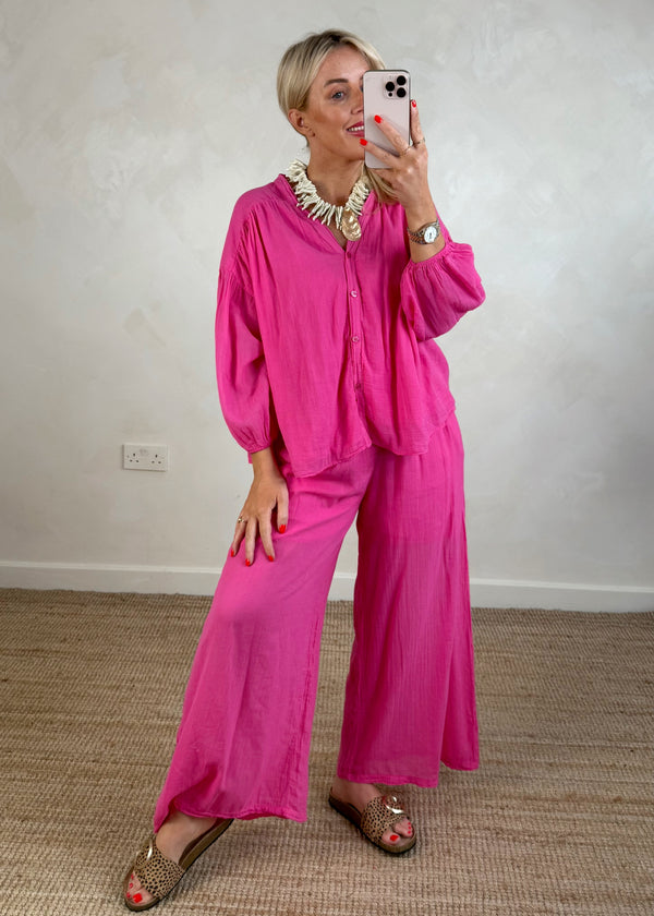 Florence blouse - hot pink-The Style Attic