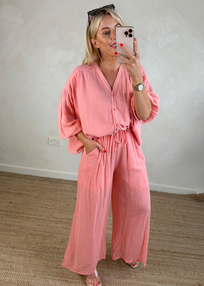 Florence blouse - peach-The Style Attic