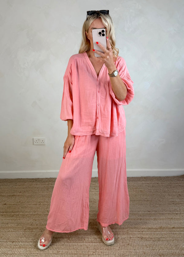 Florence blouse - peach-The Style Attic