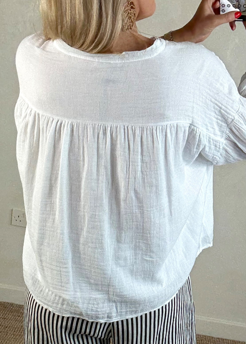 Florence blouse - white-The Style Attic