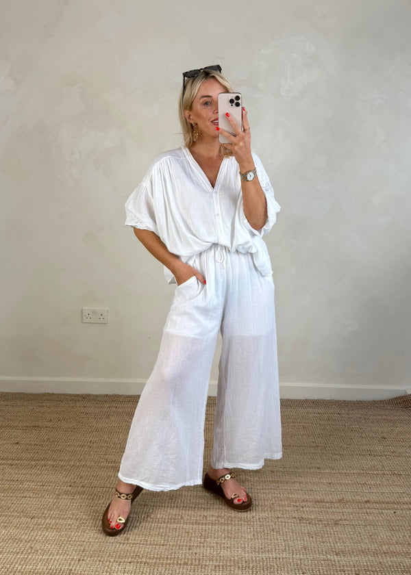 Florence blouse - white-The Style Attic