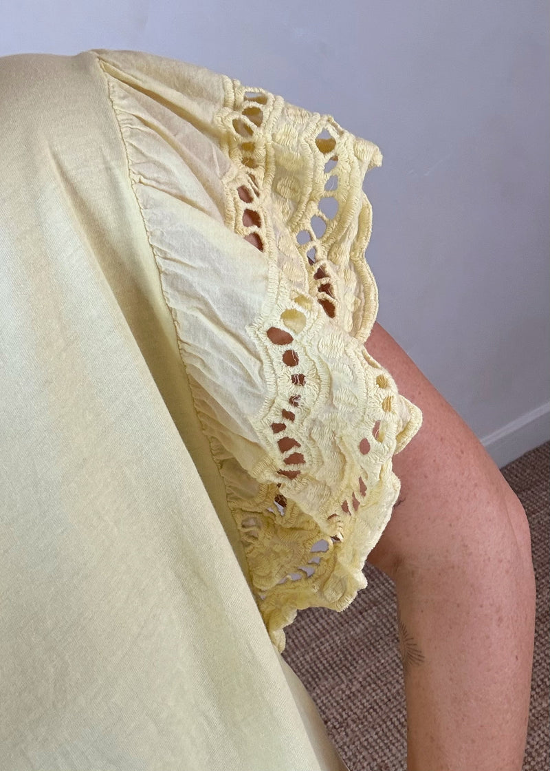 Florrie broderie anglaise tee - lemon-The Style Attic
