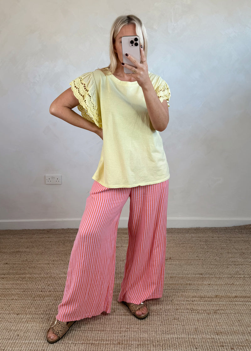 Florrie broderie anglaise tee - lemon-The Style Attic