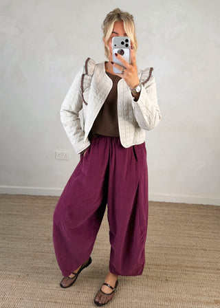 Folksy cropped jacket - cream-The Style Attic