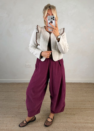 Folksy cropped jacket - cream-The Style Attic