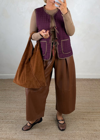 Folksy tie gilet - Aubergine-The Style Attic