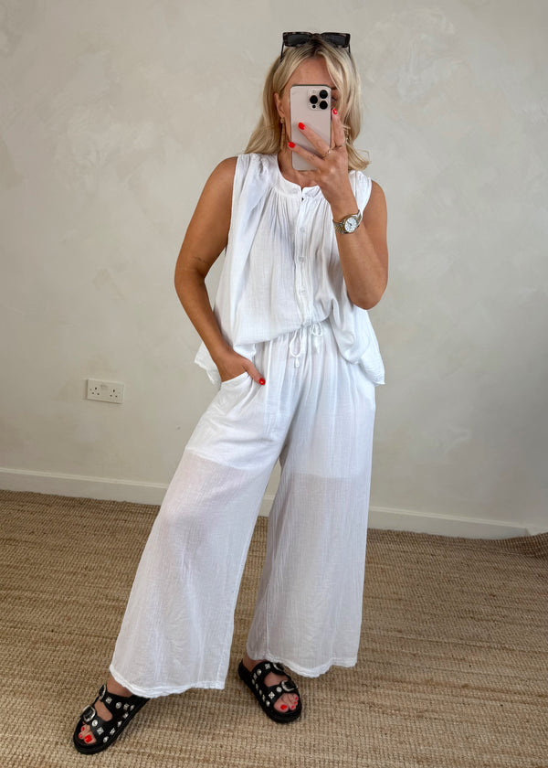 Freya trouser - white-The Style Attic