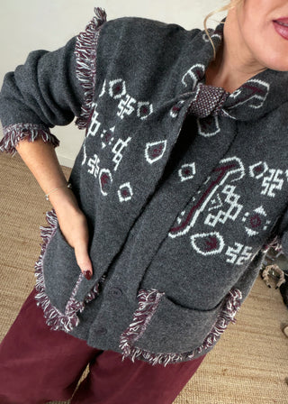 Fringed western knit - Grey-The Style Attic