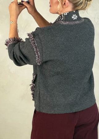 Fringed western knit - Grey-The Style Attic