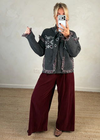 Fringed western knit - Grey-The Style Attic