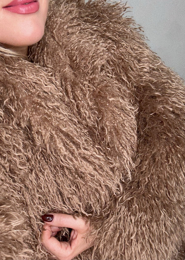 Frolic shaggy coat - tan-The Style Attic