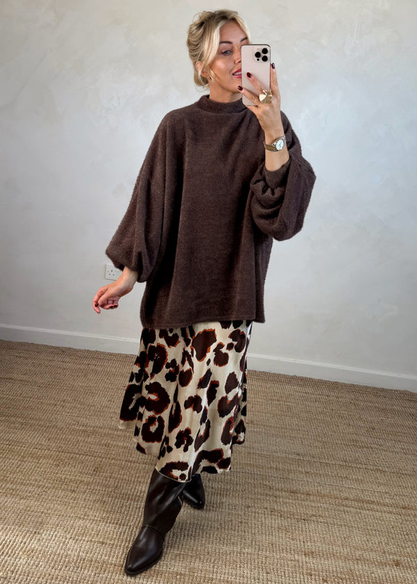 Frostbite oversized knit - chocolate-The Style Attic