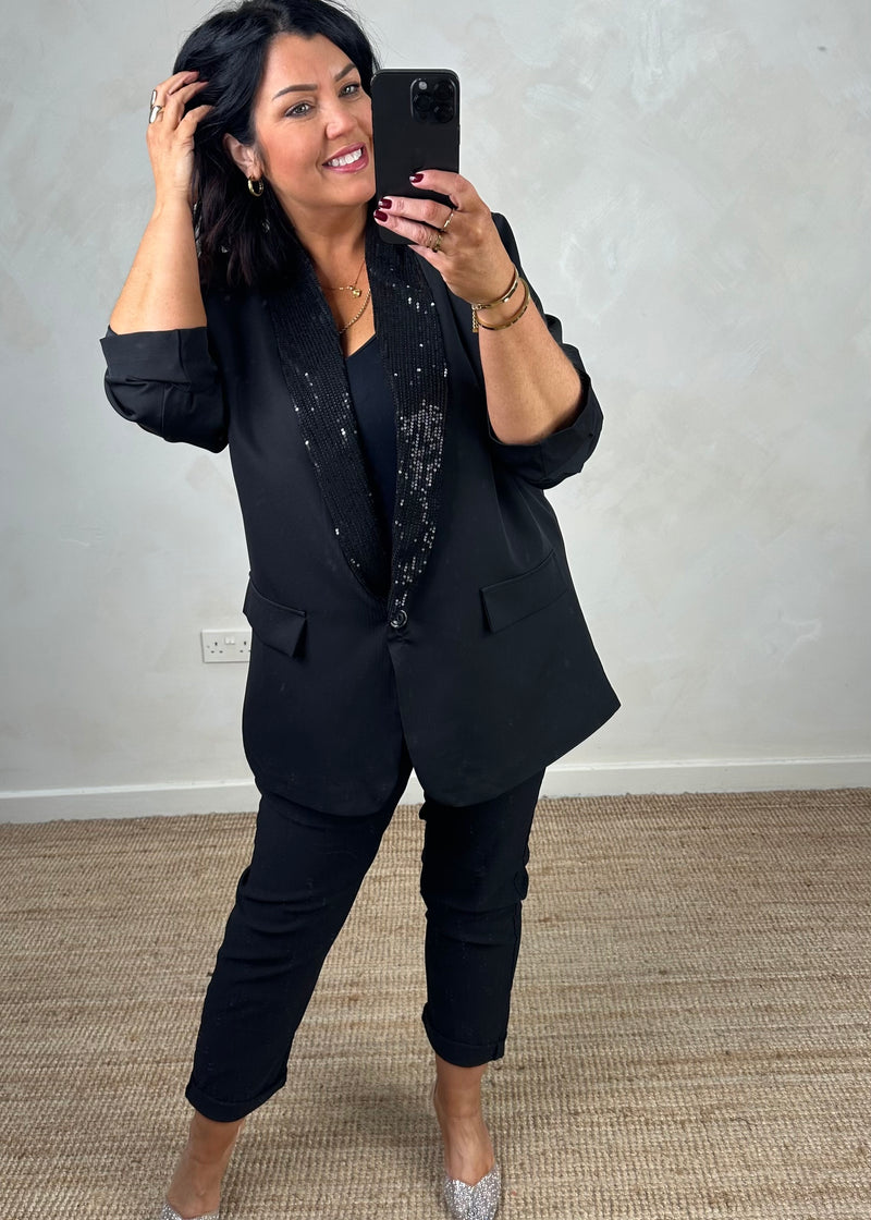 Danni oversized sequin blazer - black