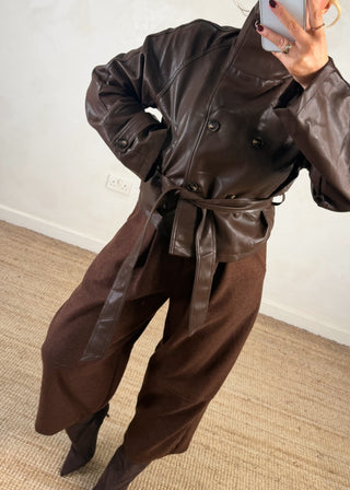 Funnel neck belted jacket-The Style Attic