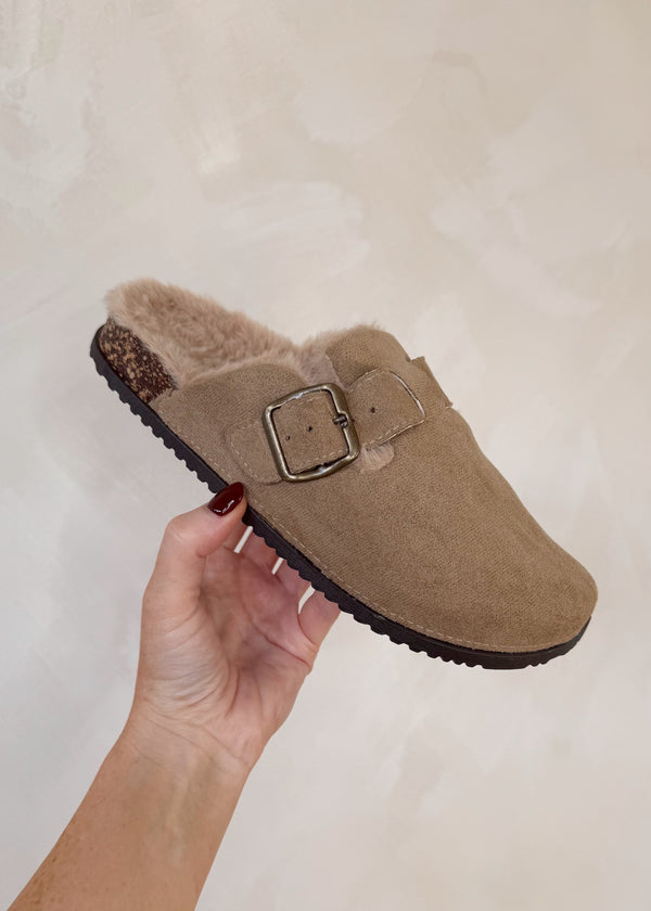 Fur lined clogs - buff-The Style Attic