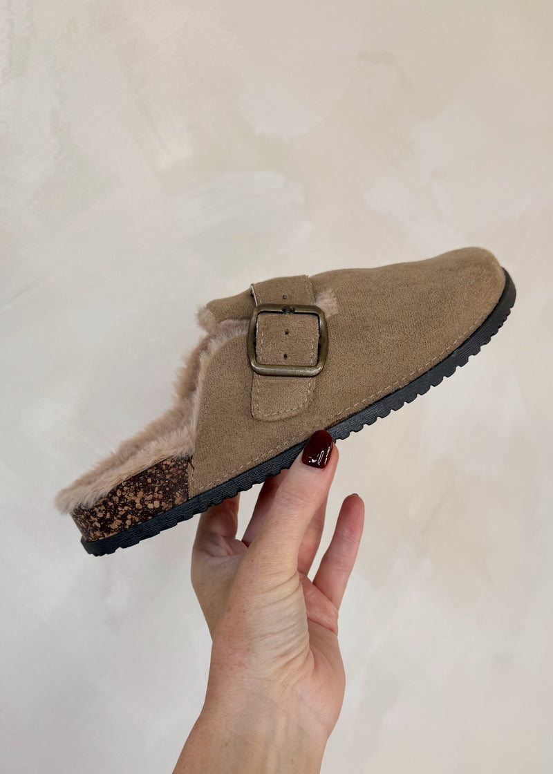 Fur lined clogs - buff-The Style Attic