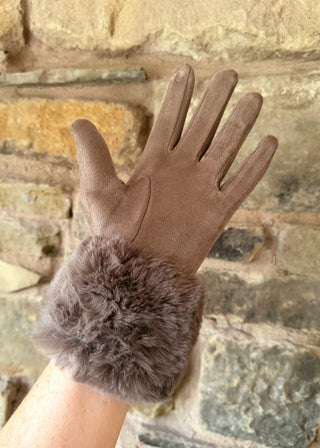 Fur trim glove - Animal-The Style Attic