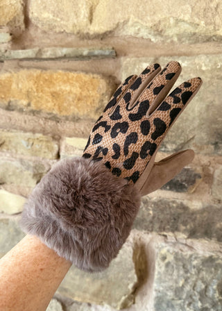 Fur trim glove - Animal-The Style Attic