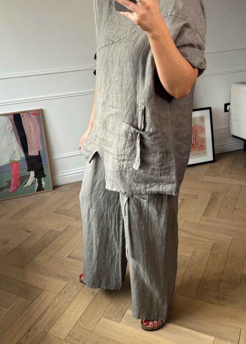 Gabriel linen pants - mocha-The Style Attic