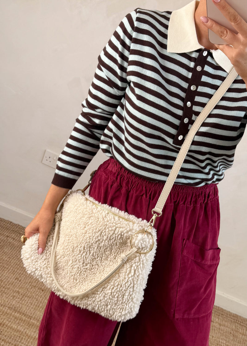 Gareth rugby knit - chocolate/blue-The Style Attic