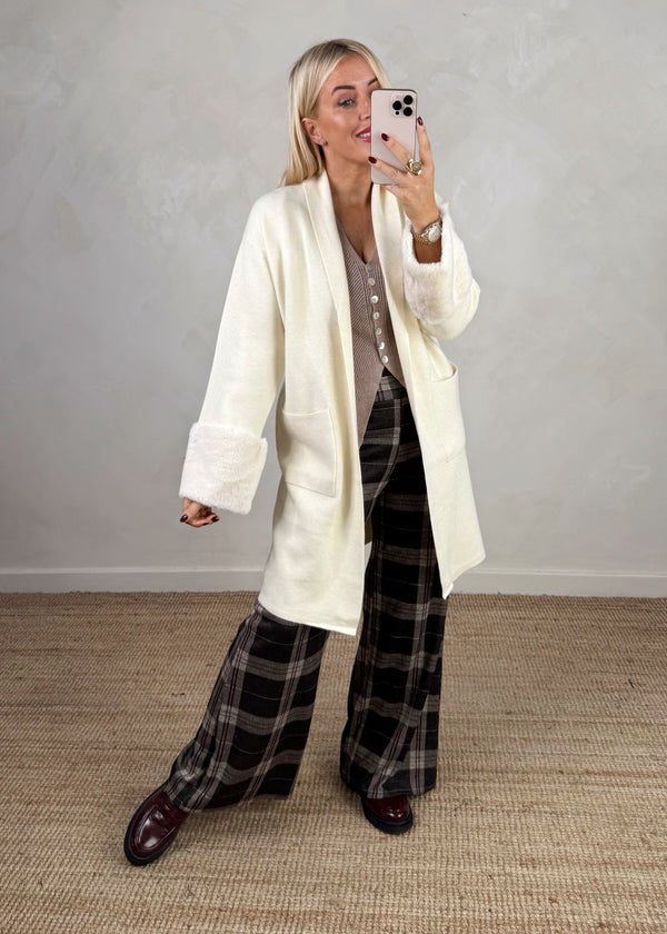 Georgie fur cardigan - cream-The Style Attic