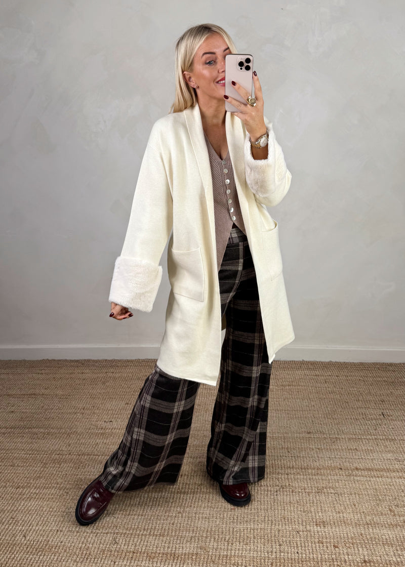 Georgie fur cardigan - cream-The Style Attic
