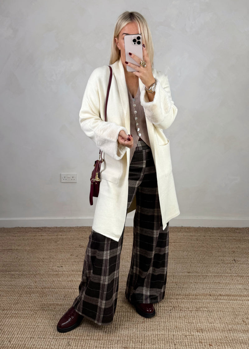 Georgie fur cardigan - cream-The Style Attic