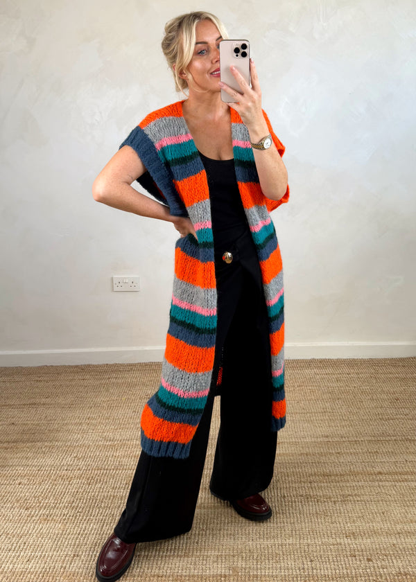 Geri striped cardigan - orange-The Style Attic