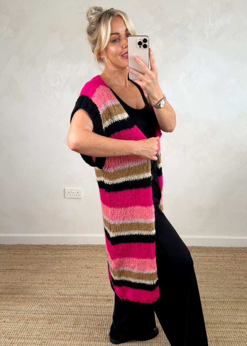 Geri striped cardigan - pink-The Style Attic