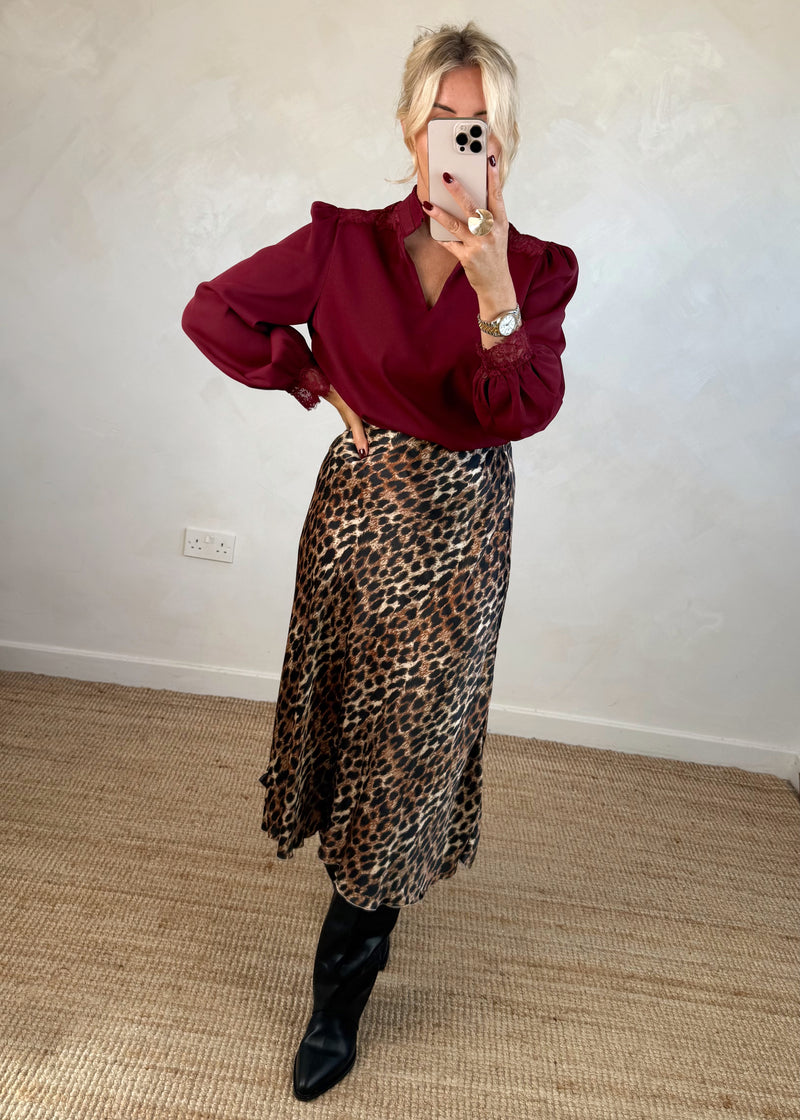 Gilly lace blouse - Merlot-The Style Attic
