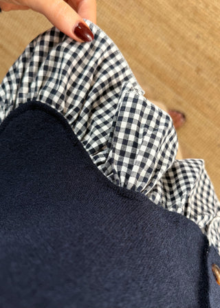 Gingham peplum knit - Navy-The Style Attic