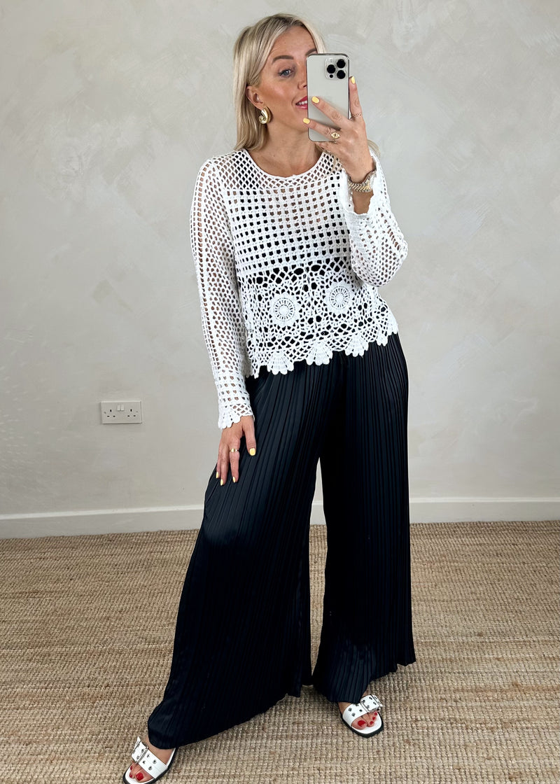 Ginny crochet top - white-The Style Attic