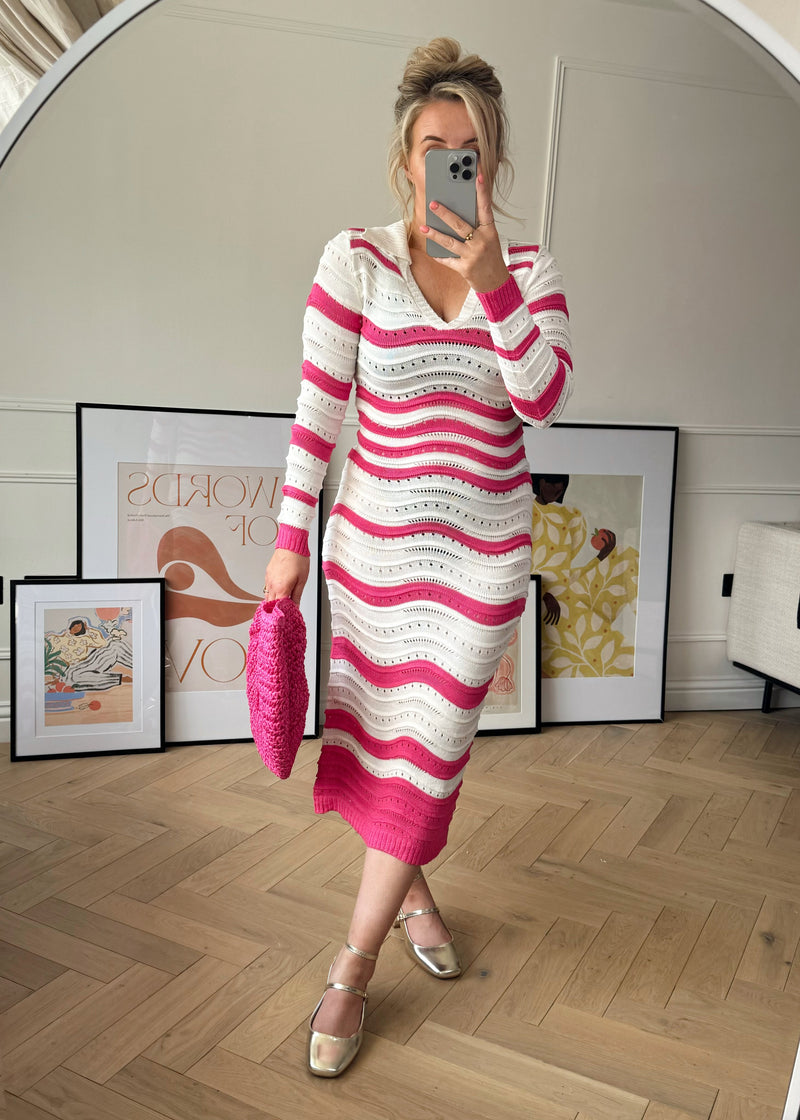 Gisele knitted dress - hot pink-The Style Attic