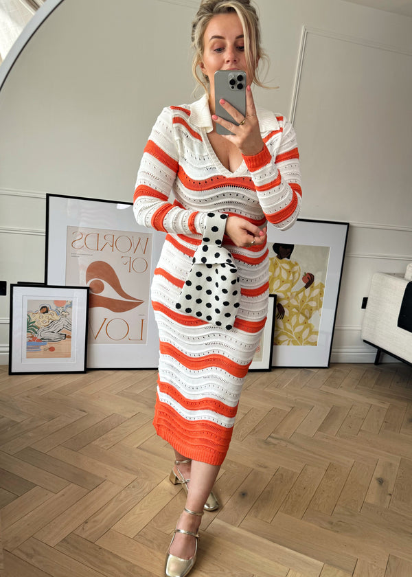 Gisele knitted dress - orange-The Style Attic