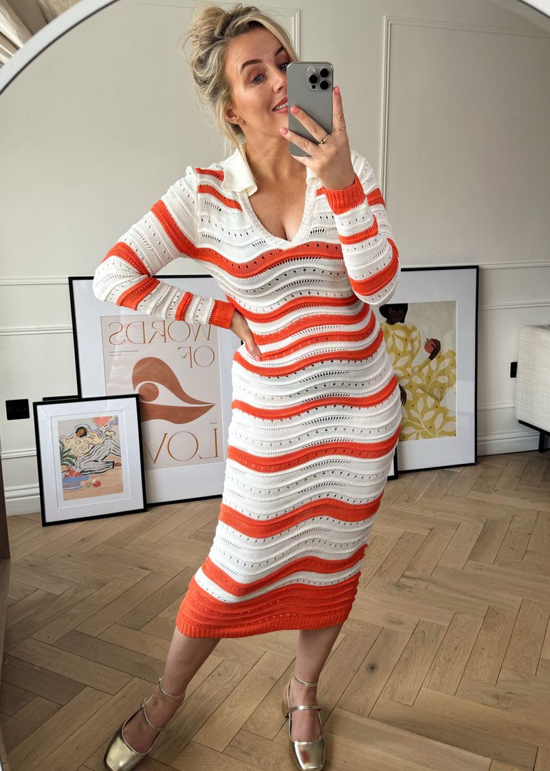 Gisele knitted dress - orange-The Style Attic