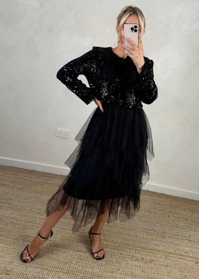 Glitterball Sequin dress set - black-The Style Attic