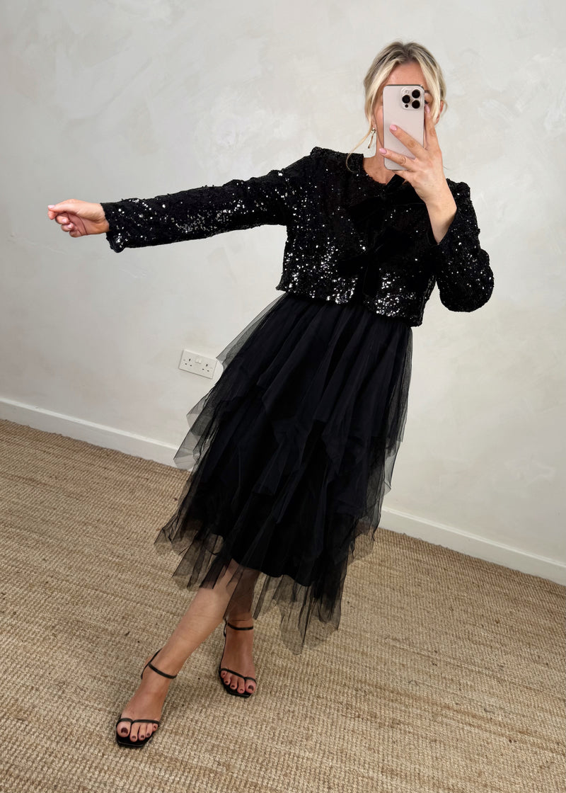 Glitterball Sequin dress set - black-The Style Attic
