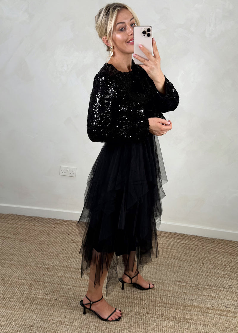 Glitterball Sequin dress set - black-The Style Attic