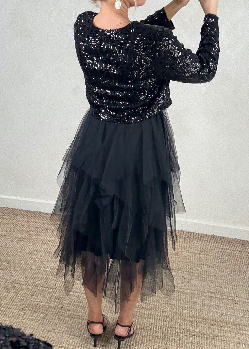 Glitterball Sequin dress set - black-The Style Attic