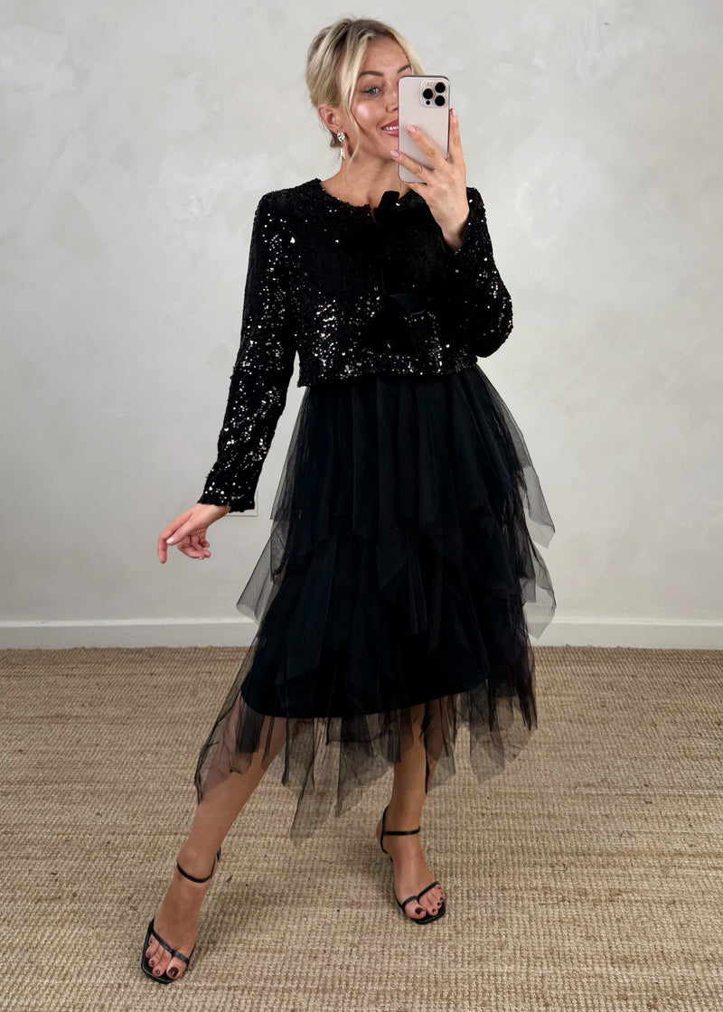 Glitterball Sequin dress set - black-The Style Attic
