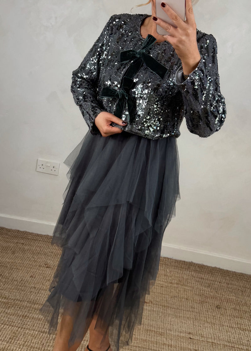 Glitterball Sequin dress set - pewter-The Style Attic