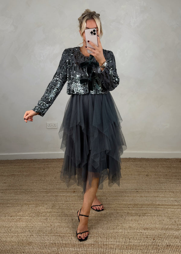 Glitterball Sequin dress set - pewter-The Style Attic