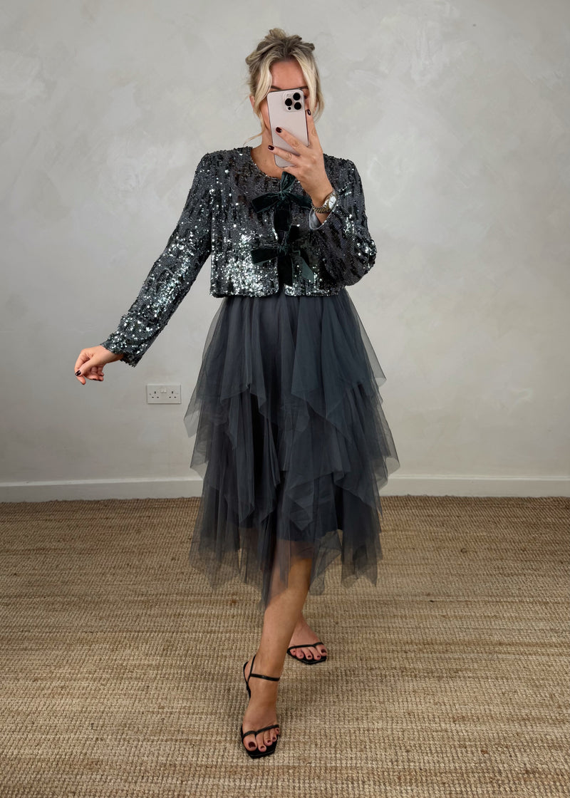 Glitterball Sequin dress set - pewter-The Style Attic