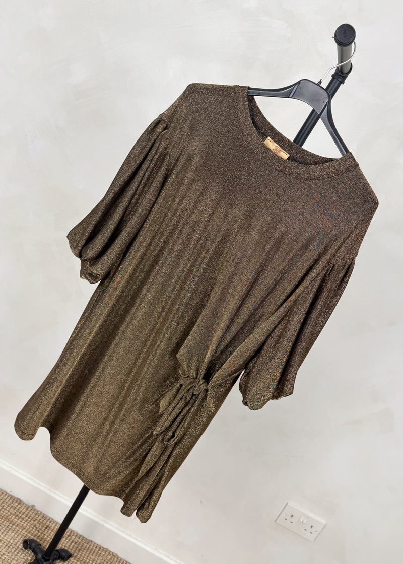 Glitz tie top - gold-The Style Attic